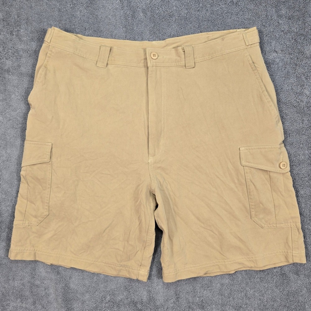 Bobby Chan Cargo Shorts Mens 36 Tan Good Silk Cotton Blend Utility Adjustable